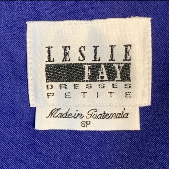 Vintage 80s Leslie Fay Skirt Suit 8P Blue Microsuede Princess Seams Blazer Set - Picture 5 of 10